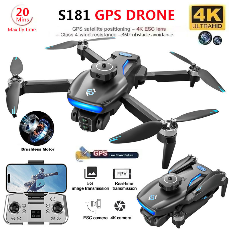 Drone Surveying - S181 GPS Дрон 4K профессиональная HD
